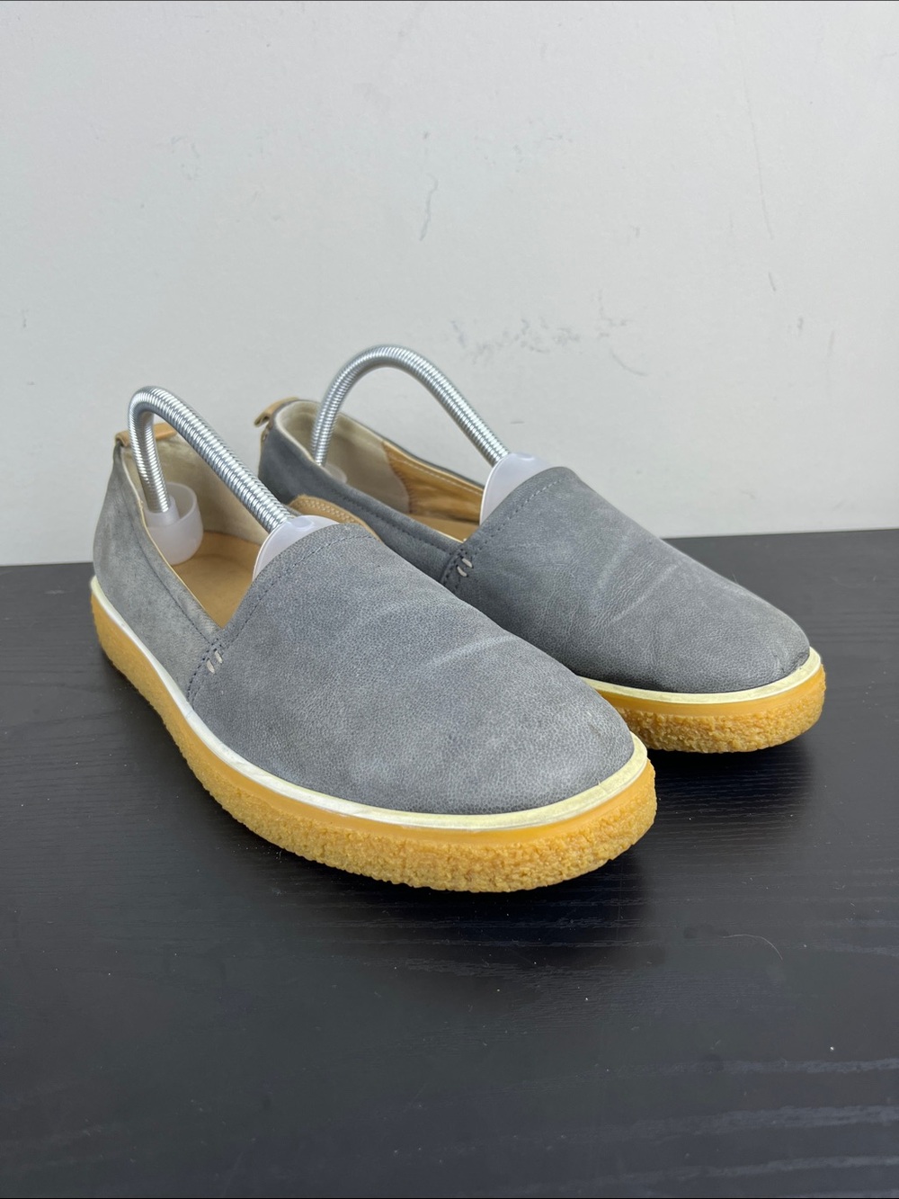 ECCO Crepetray Women's Size 10 Gray Nubuck Leather Loafers Slip On Flats